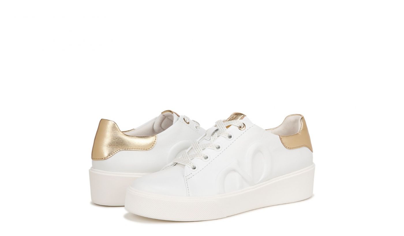 White/Dark Gold Leather